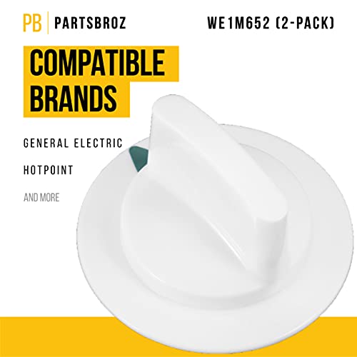 PartsBroz WE1M652 Dryer Timer Knob (2-Pack) - For General Electric Hotpoint - Replacement Timer Knob - Easy Installation