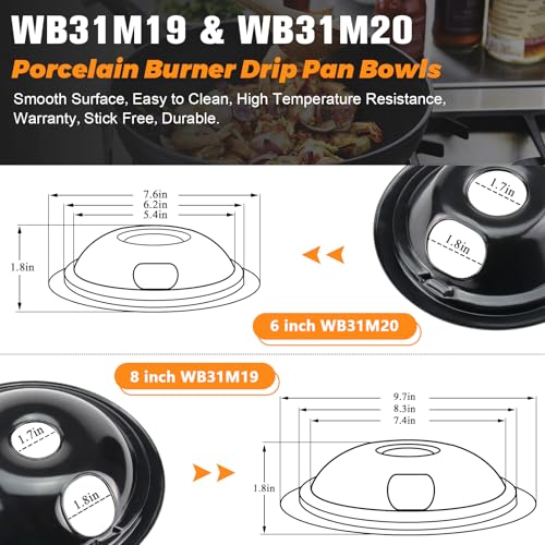 Blutoget Upgraded WB31M20 WB31M19 Porcelain Drip Pans - Compatible for GE Hotpoint Electric Range Cooktop - Electric St