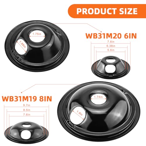 MIFLUS WB31M19 Black Electric Stove Burner Drip Pan for G-E Hot-point Ken-more Electric Range Stove (8")
| MIFLUS WB31M