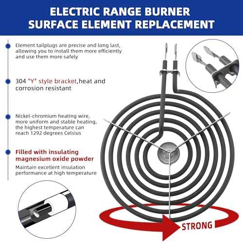 GE Stove Burner Replacement Kit - WB30M1 & WB30M2 - Fit for G-E Stoves - 2WB30M1 (6") & 2WB30M2 (8") - AMI Partsamaha