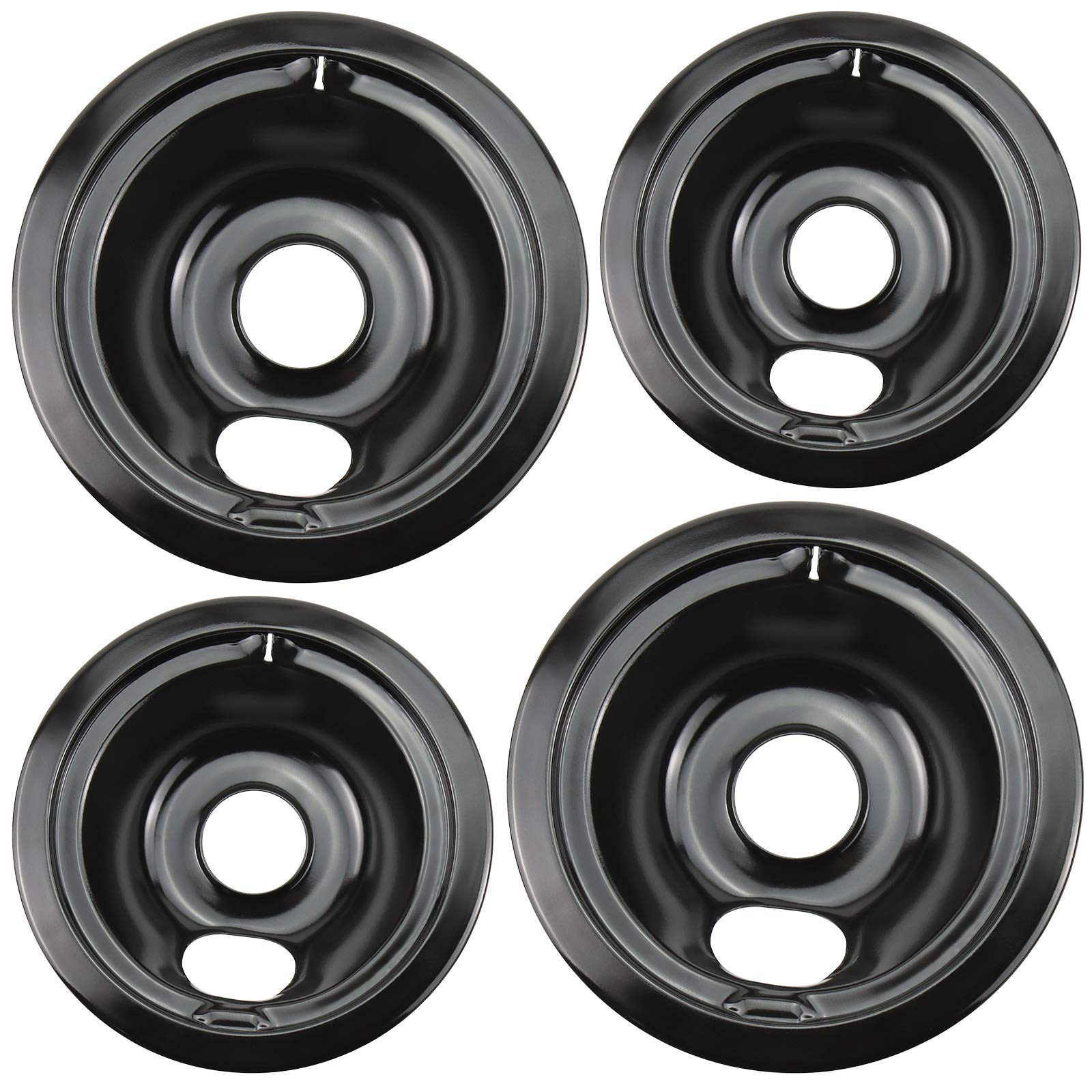 Blutoget WB31M20 WB31M19 Porcelain Drip Pans - Black for GE Hotpoint Cooktop - Compatible - 4 Black Porcelain Drip Pans 