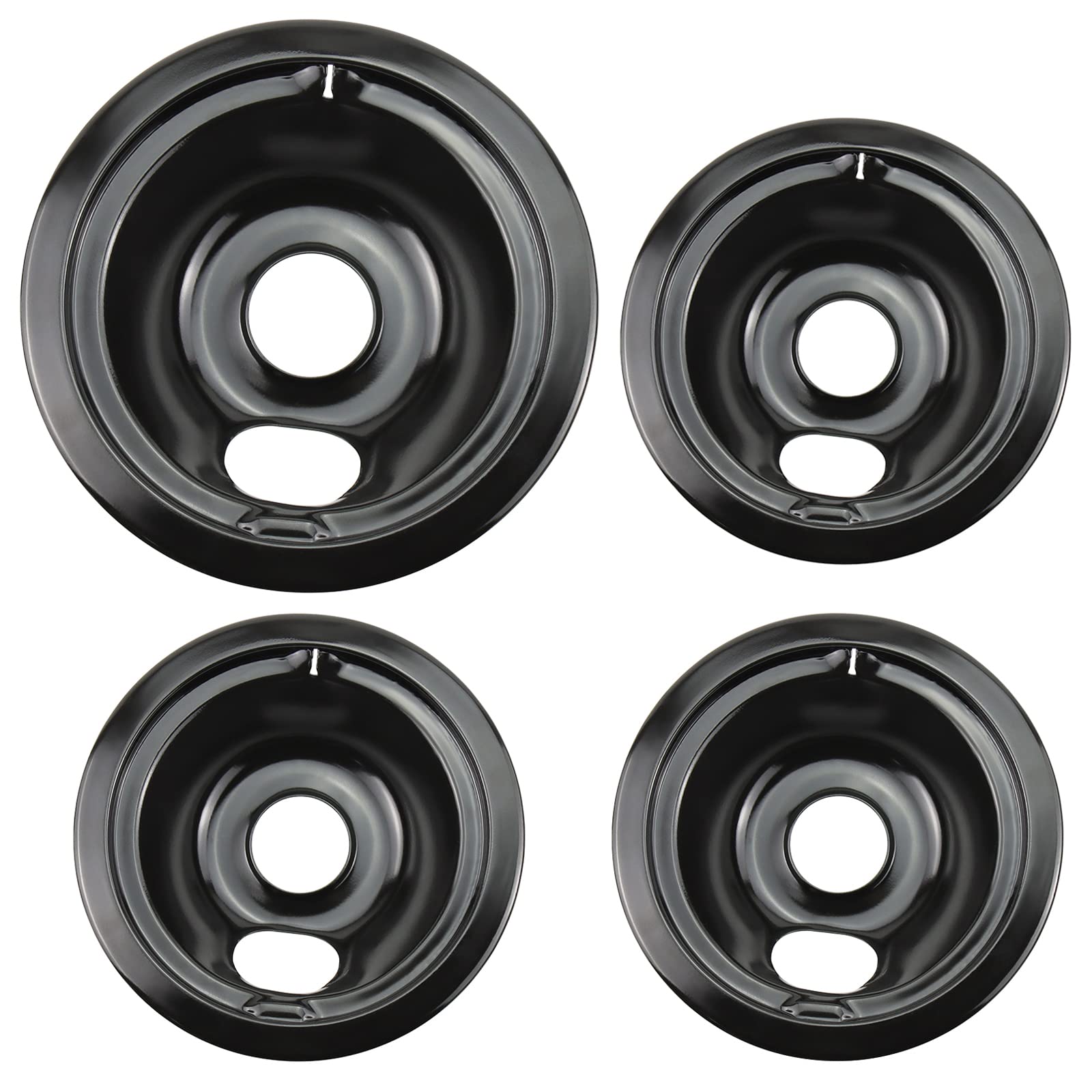 Blutoget WB31M19 WB31M20 Stove Drip Pans - Black Porcelain - Compatible with GE Hotpoint Range Cooktop - 4 Pack (3 6-Inc